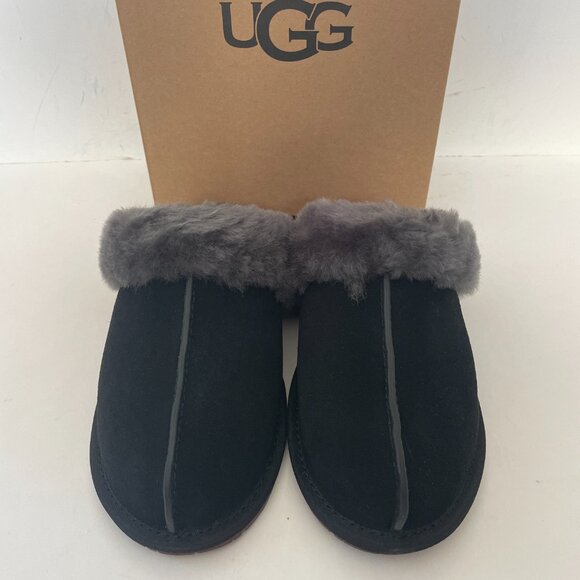 UGG Scuffette II Black/Grey Suede Slippers - NEW - Picture 2 of 6